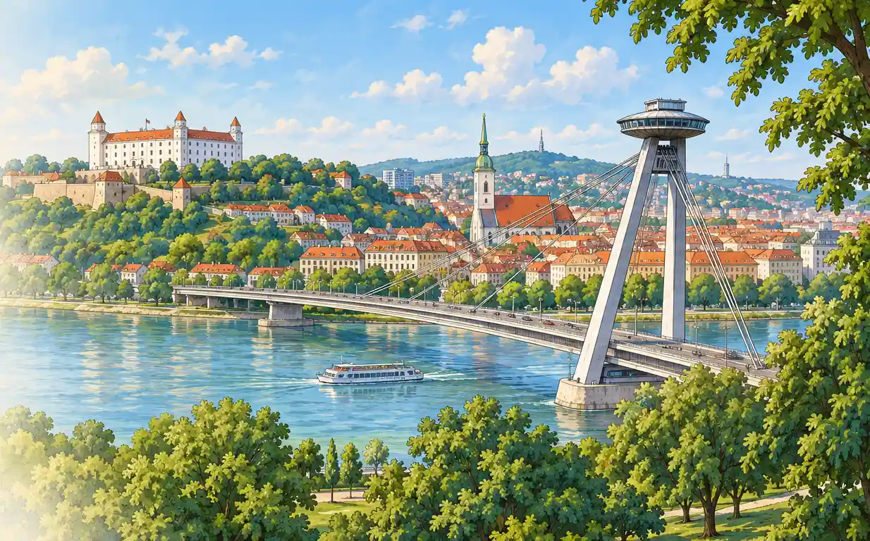 Výhľad na Bratislavský hrad a centrum Bratislavy